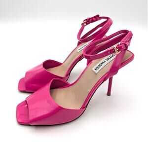 Steve Madden Leesha Patent Ankle Strap Sandals Women's Pink Size US7M EU37.5